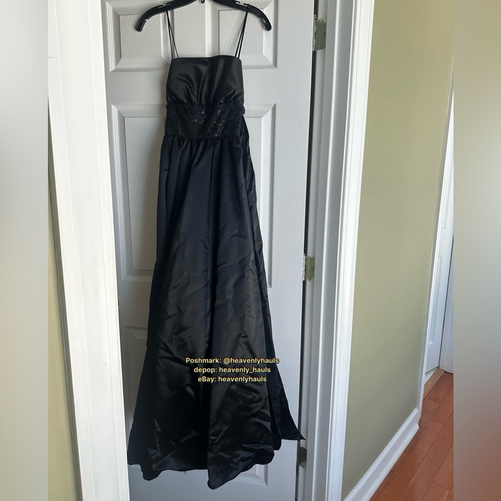 Vintage Gunne Sax Jessica McClintock Black Coquette Goth Prom Dress 1980s XXS - Picture 3 of 8